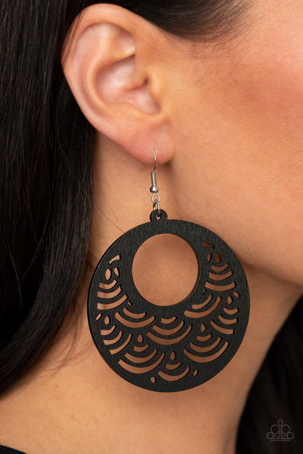 SEA Le Vie! - Black Wooden Earrings - Paparazzi Accessories - GlaMarous Titi Jewels