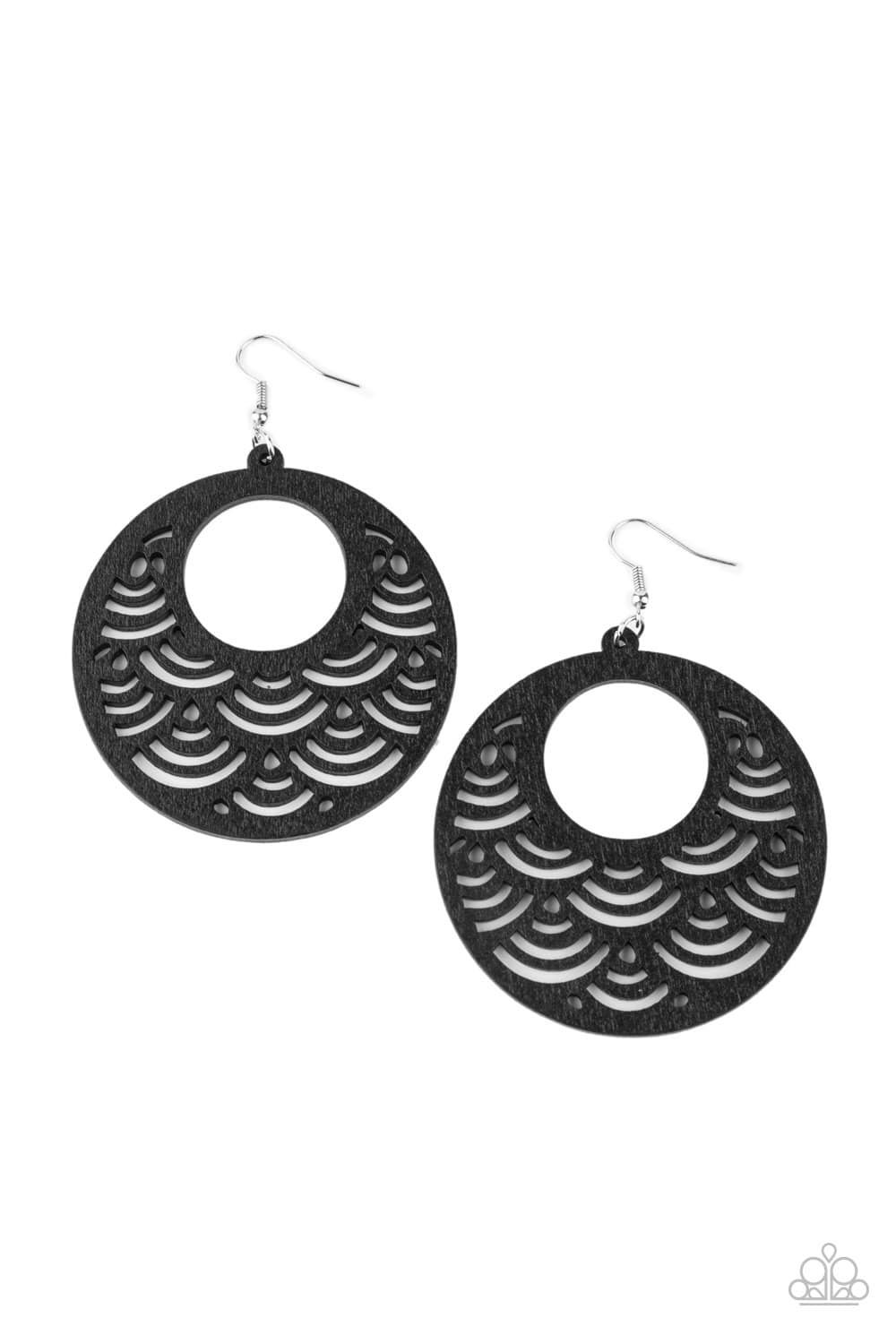 SEA Le Vie! - Black Wooden Earrings - Paparazzi Accessories - GlaMarous Titi Jewels