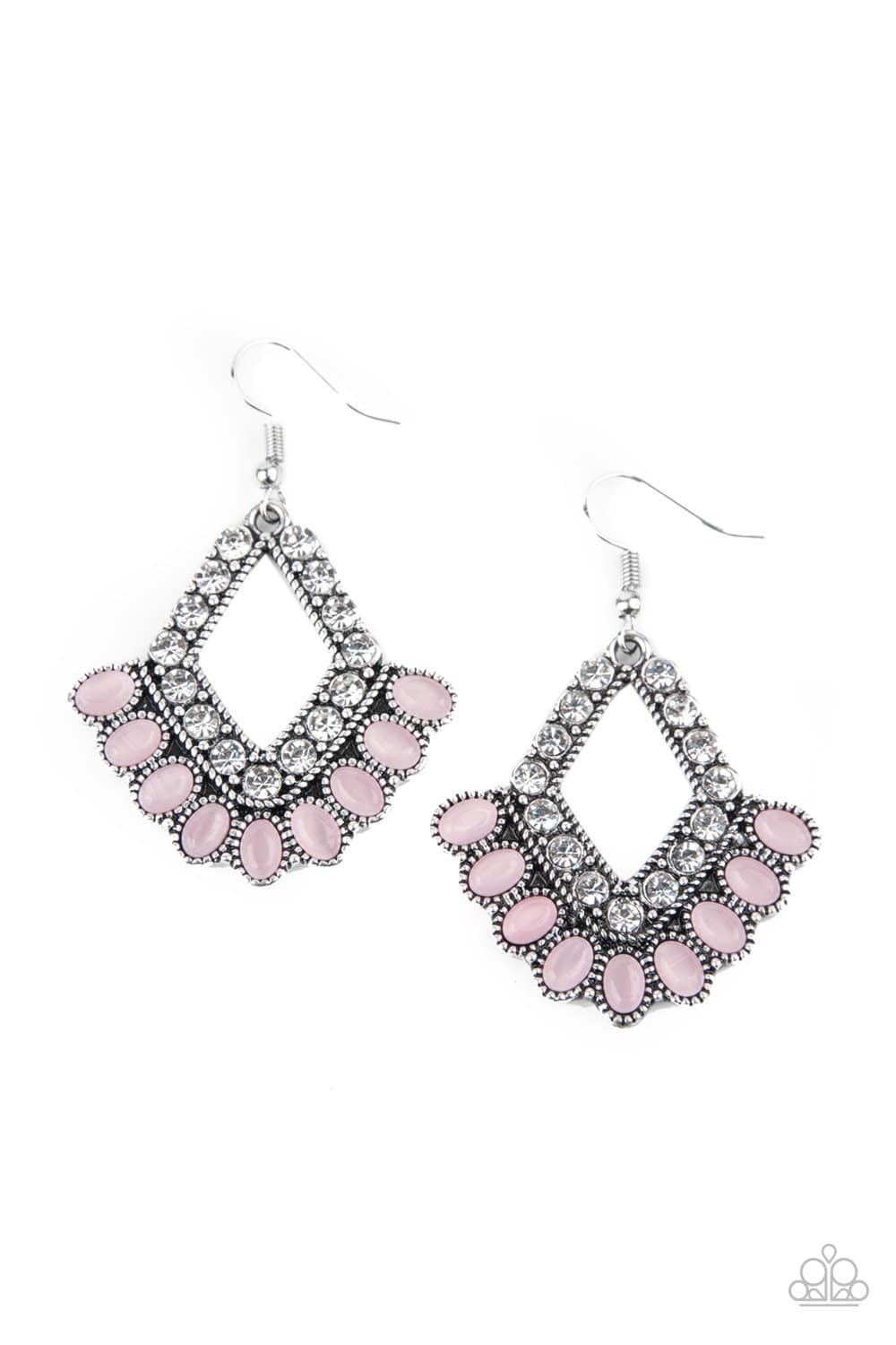 Just BEAM Happy - Pink Cat's Eye Stone Earrings - Paparazzi Accessories - GlaMarous Titi Jewels