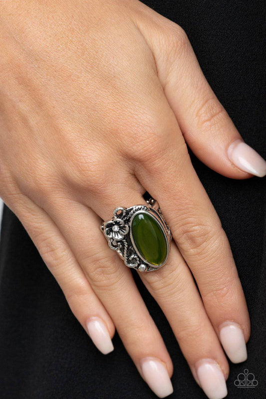 Any DAISY Now - Green Floral Bead Ring - Paparazzi Accessories - GlaMarous Titi Jewels