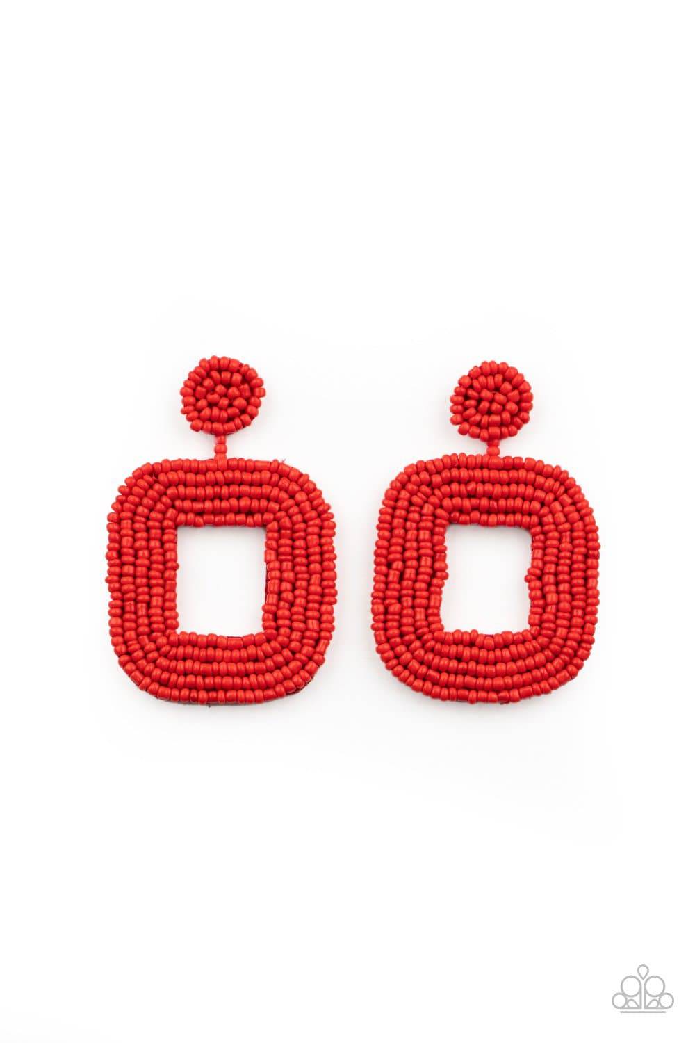 Beaded Bella - Red Seed Bead Earrings - Paparazzi Accessories - GlaMarous Titi Jewels