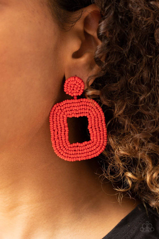 Beaded Bella - Red Seed Bead Earrings - Paparazzi Accessories - GlaMarous Titi Jewels