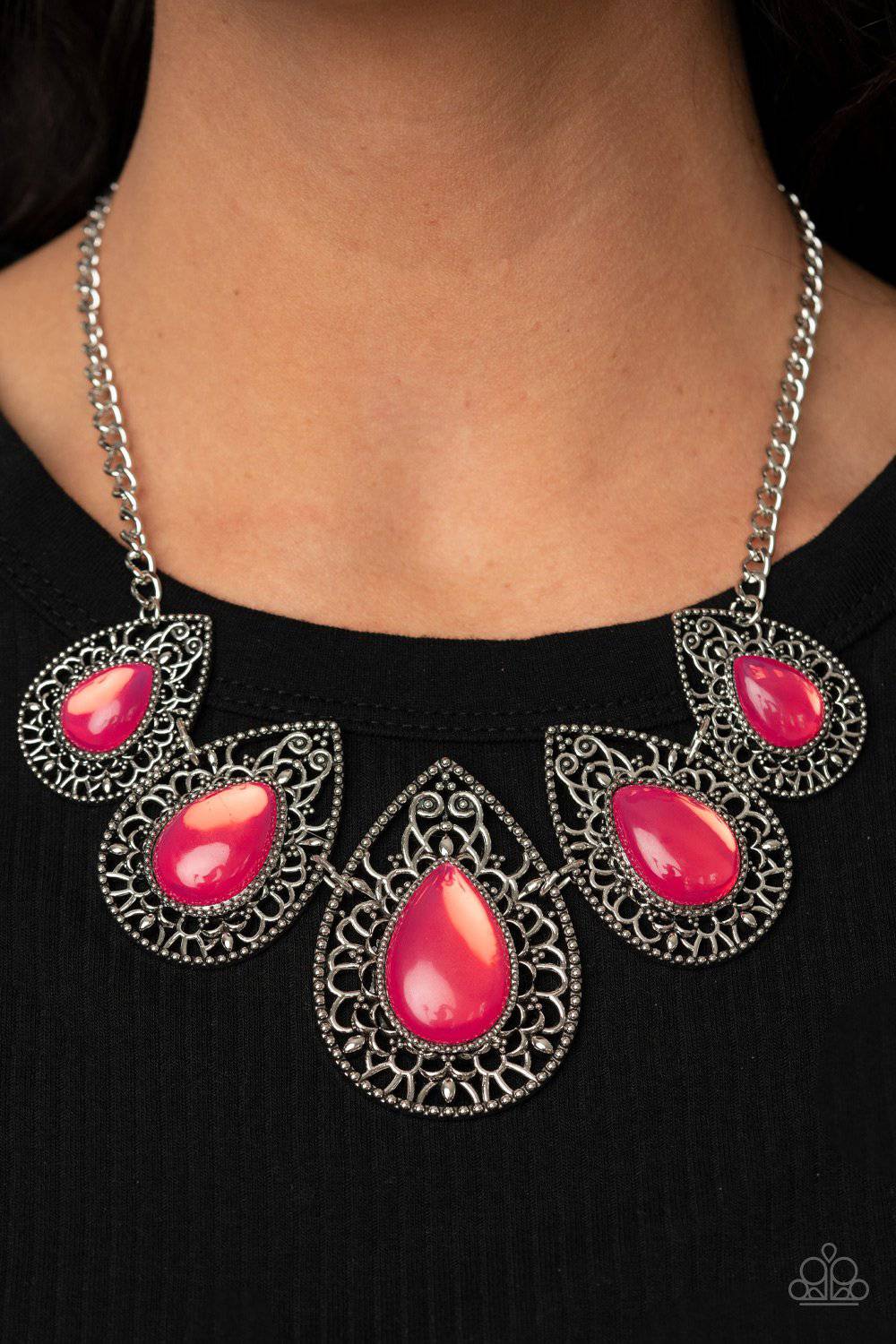 Opal Auras - Pink Teardrop Beads Necklace - Paparazzi Accessories - GlaMarous Titi Jewels