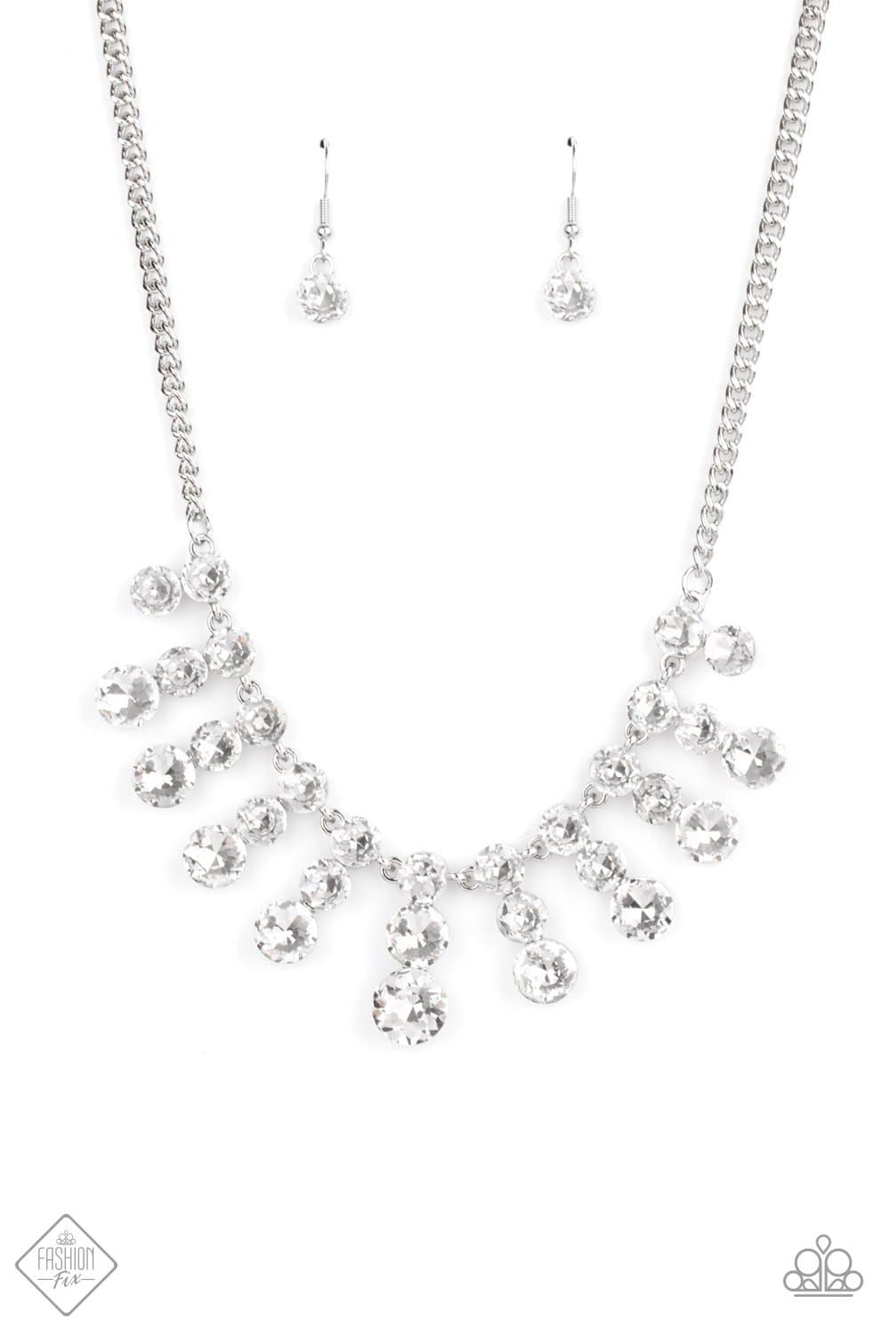 Celebrity Couture - White Rhinestone Necklace - Paparazzi Accessories - GlaMarous Titi Jewels