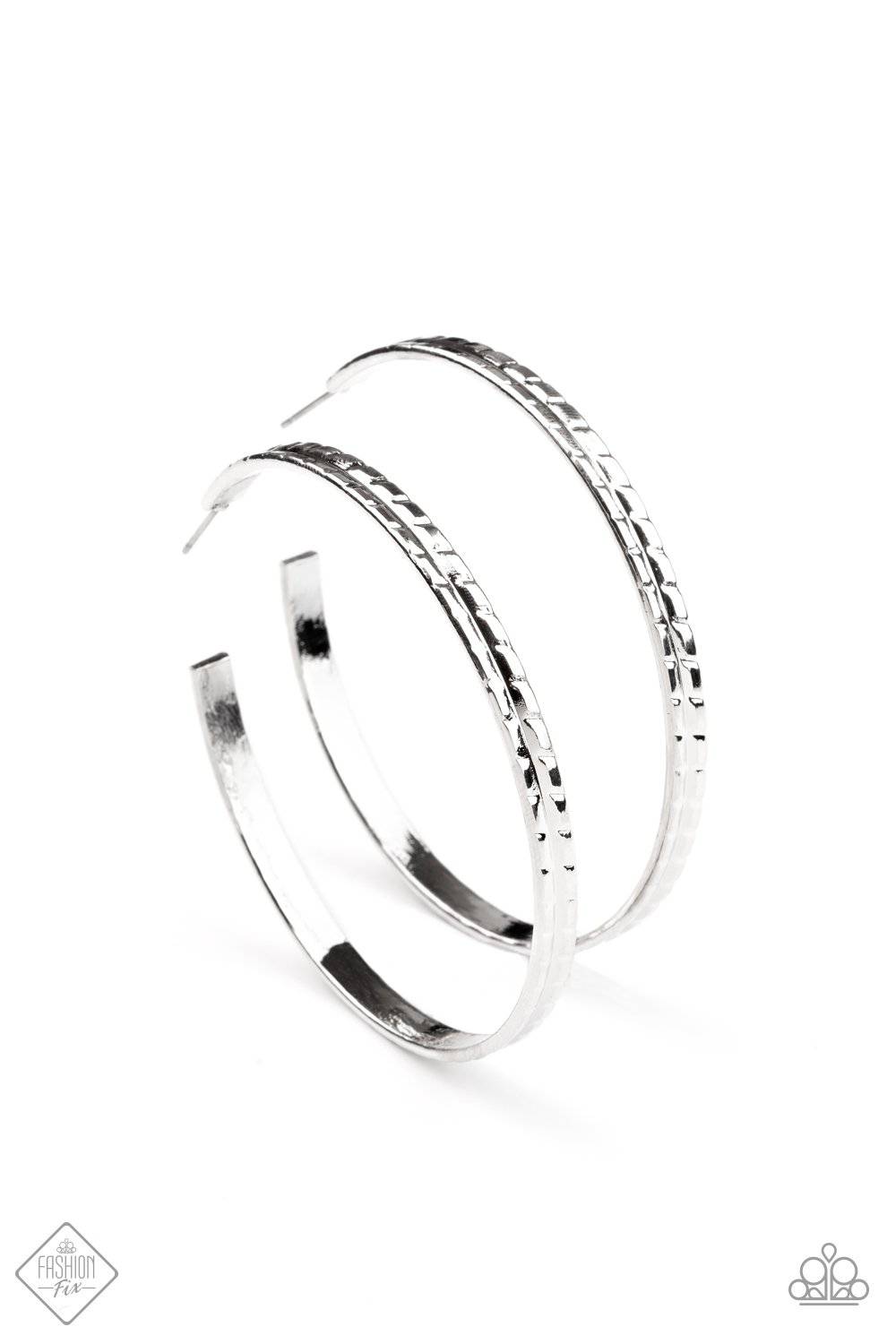 TREAD All About It - Silver Hoop Earrings - Paparazzi Accessories - GlaMarous Titi Jewels