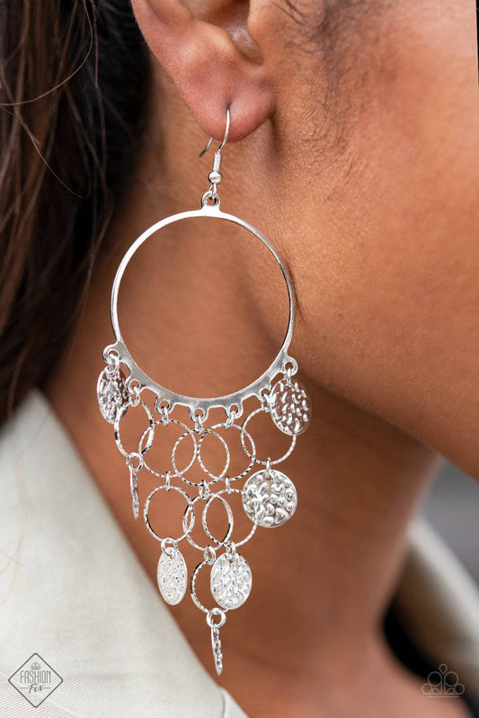 All CHIME High - Silver Disc Fringe Earrings - Paparazzi Accessories - GlaMarous Titi Jewels