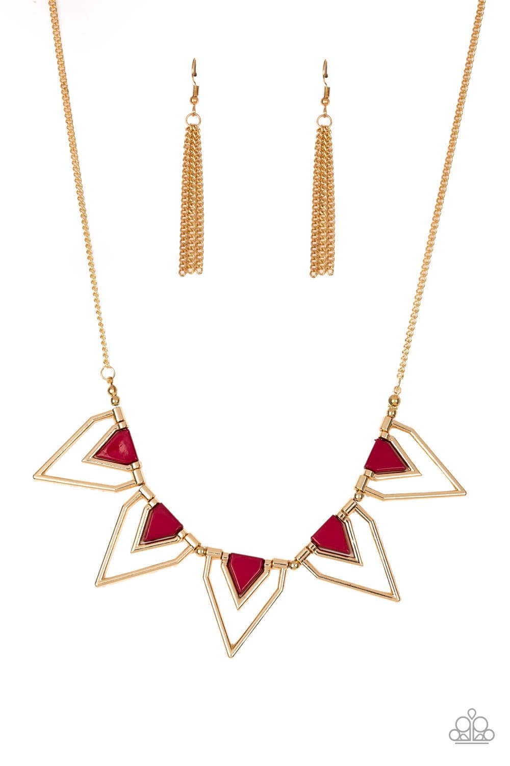 The Pack Leader - Red Triangular Frame Necklace - Paparazzi Accessories - GlaMarous Titi Jewels