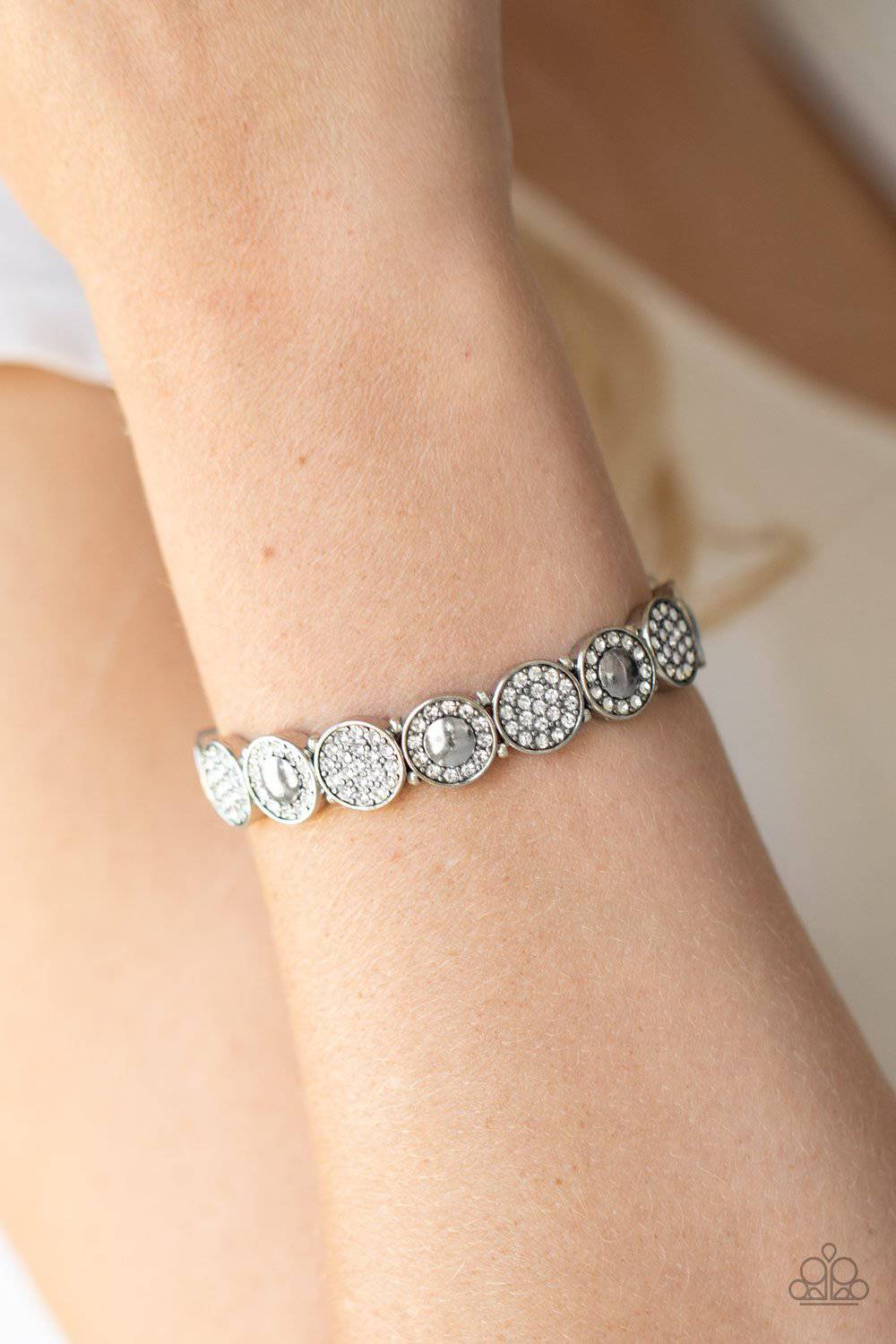 Glamour Garden - White Rhinestone Stretchy Bracelet - Paparazzi Accessories - GlaMarous Titi Jewels