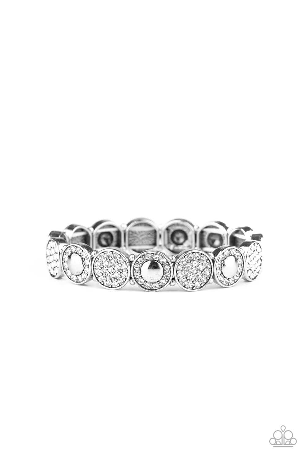Glamour Garden - White Rhinestone Stretchy Bracelet - Paparazzi Accessories - GlaMarous Titi Jewels