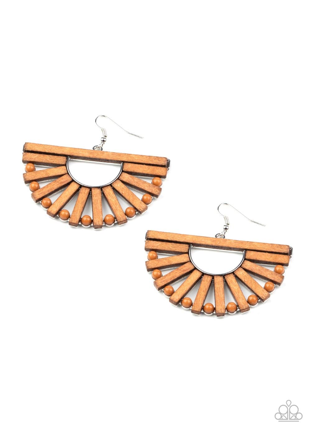 Wooden Wonderland - Brown Crescent Earrings - Paparazzi Accessories - GlaMarous Titi Jewels