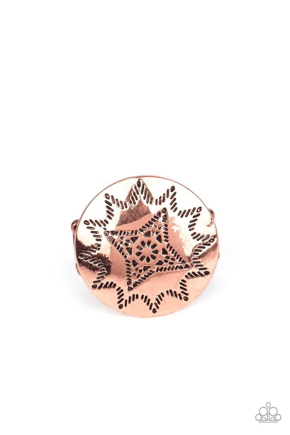 Rural Radius - Copper Sunburst Ring - Paparazzi Accessories - GlaMarous Titi Jewels