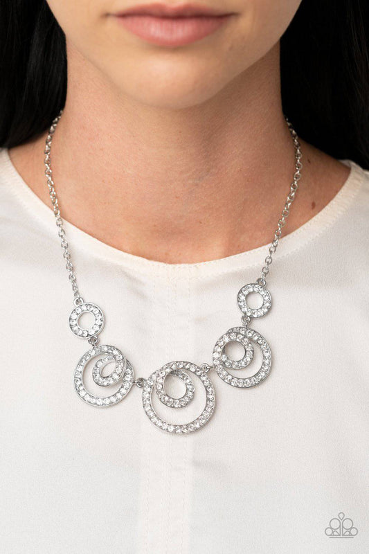 Total Head-Turner - White Rhinestone Necklace - Paparazzi Accessories - GlaMarous Titi Jewels
