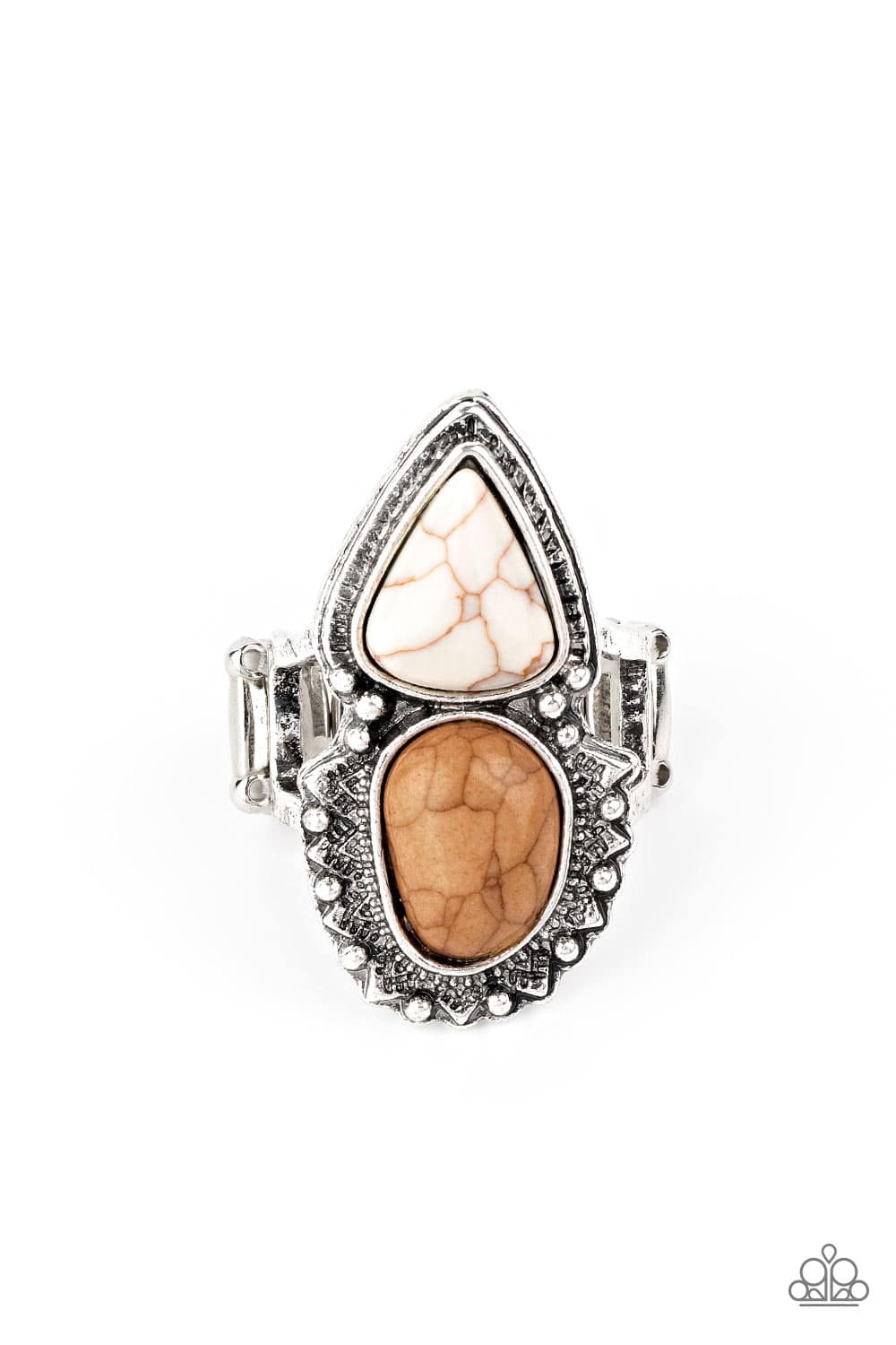 Mojave Mosaic - Brown and White Stone Ring - Paparazzi Accessories - GlaMarous Titi Jewels