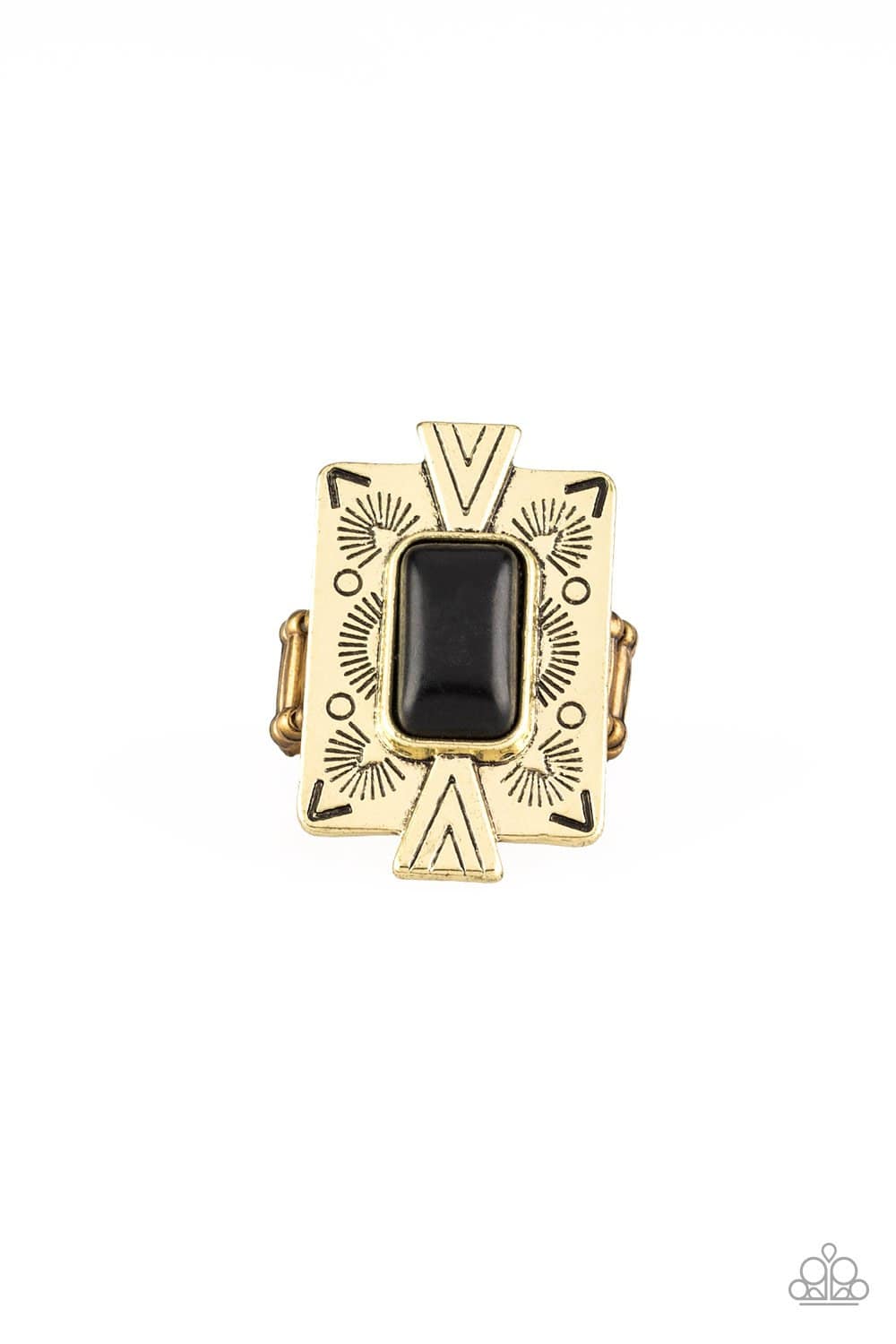 So Smithsonian - Brass Rectangle Ring - Paparazzi Accessories - GlaMarous Titi Jewels