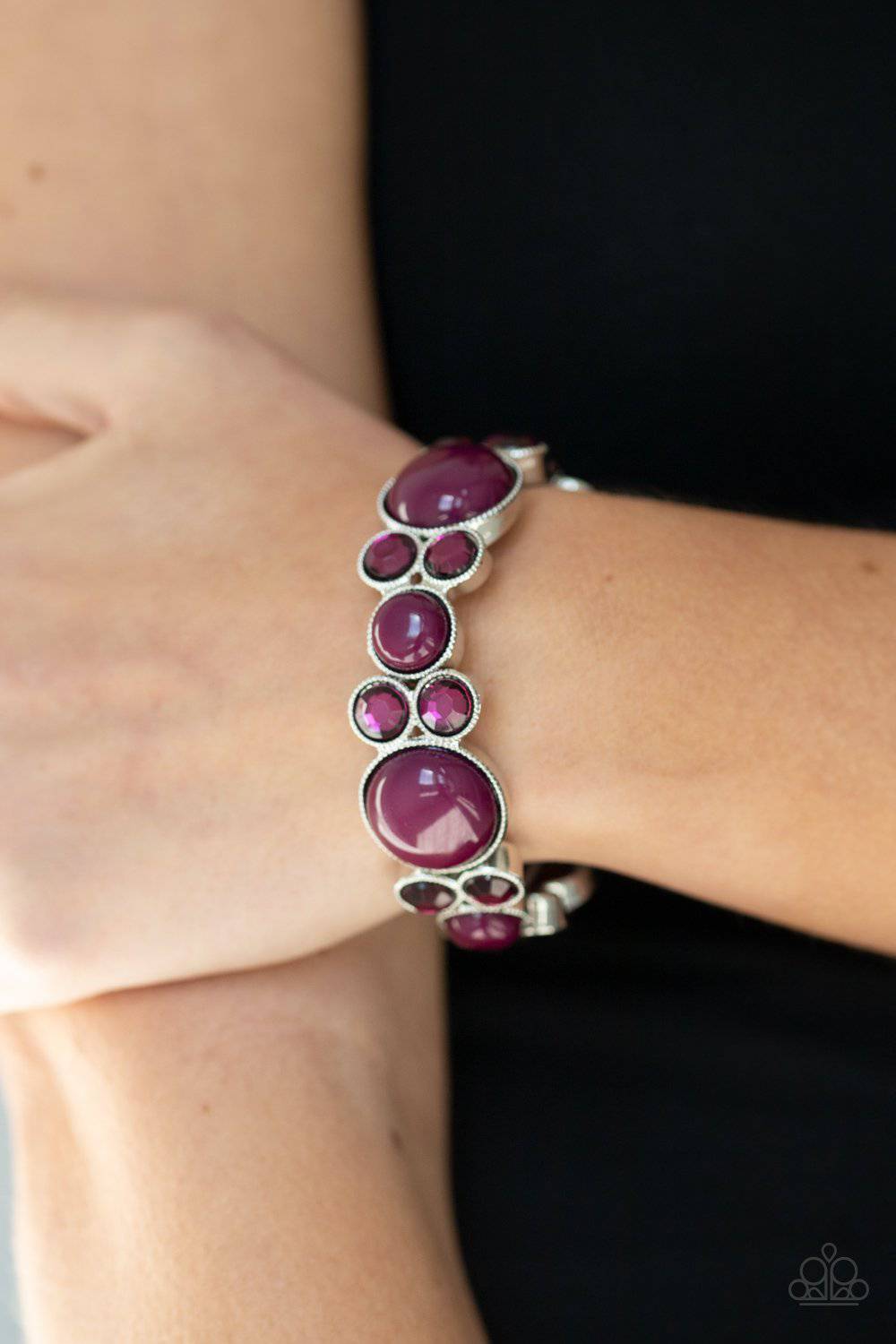 Celestial Escape - Purple Rhinestone Stretchy Bracelet - Paparazzi Accessories - GlaMarous Titi Jewels