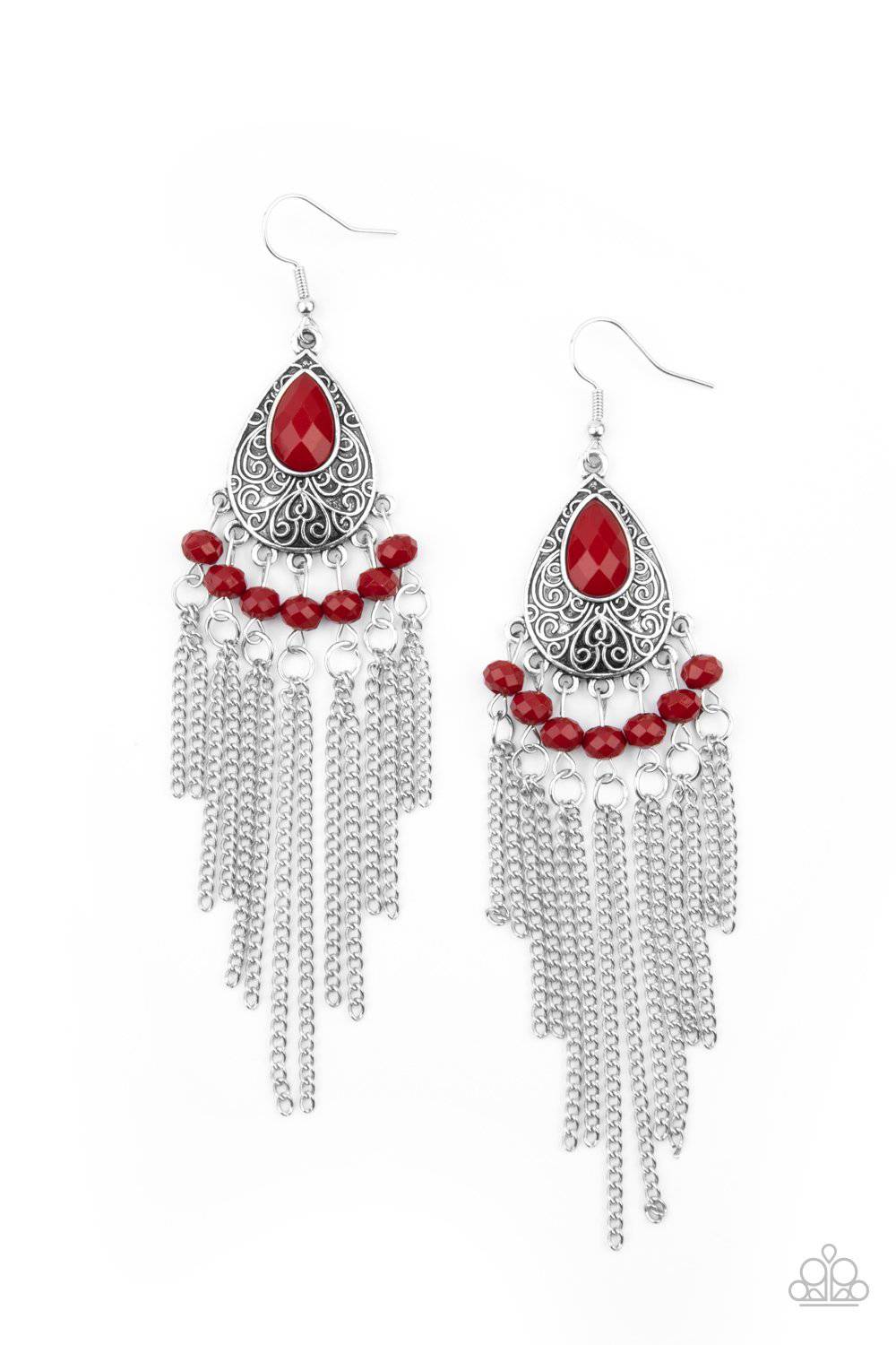 Floating on HEIR - Red Bead Earrings - Paparazzi Accessories - GlaMarous Titi Jewels