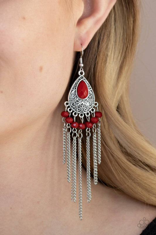 Floating on HEIR - Red Bead Earrings - Paparazzi Accessories - GlaMarous Titi Jewels