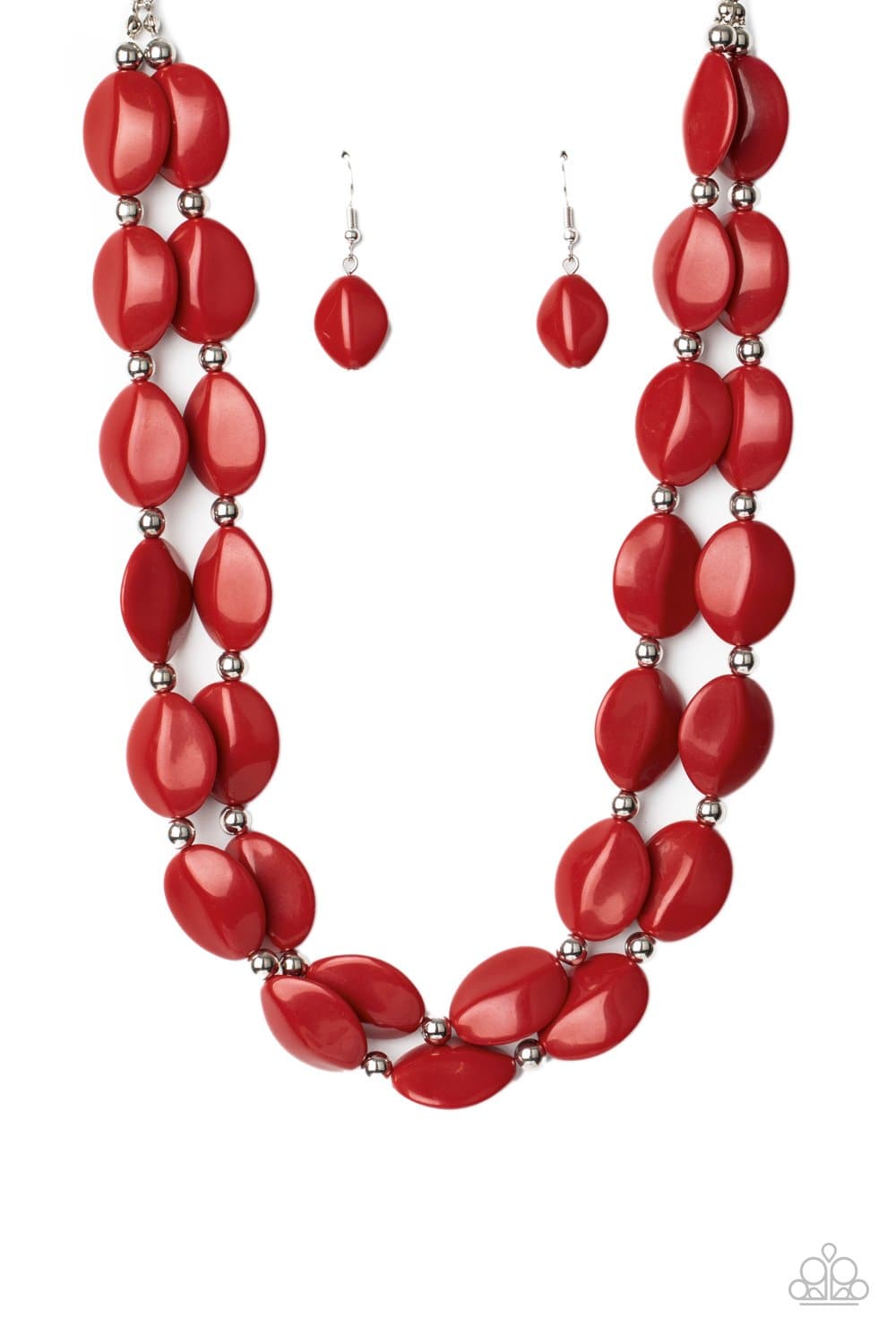 Two-Story Stunner - Red Stone Bead Necklace - Paparazzi Accessories - GlaMarous Titi Jewels