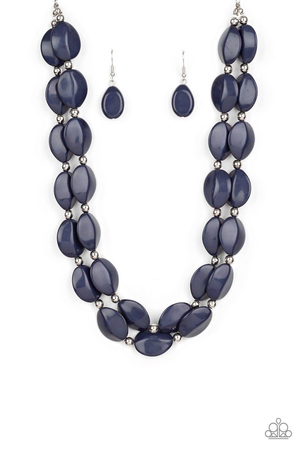 Two-Story Stunner - Blue Stone Layered Necklace - Paparazzi Accessories - GlaMarous Titi Jewels