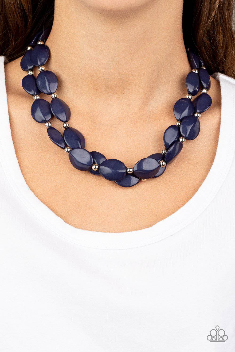 Two-Story Stunner - Blue Stone Layered Necklace - Paparazzi Accessories - GlaMarous Titi Jewels