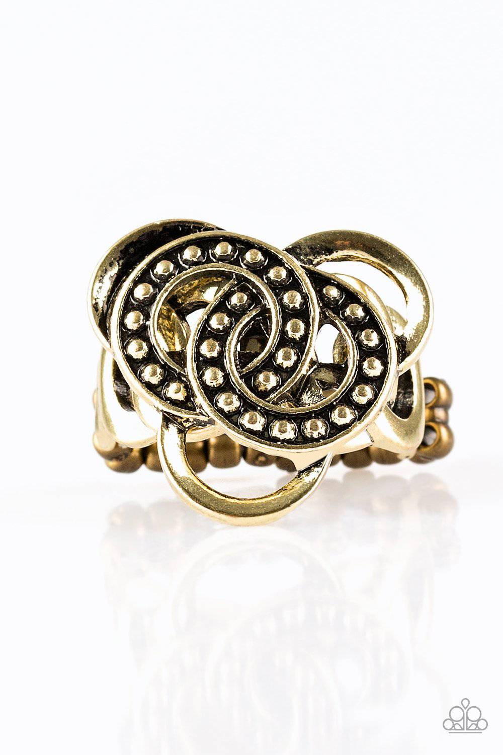 Dizzying Distraction - Brass Ring - Paparazzi Accessories - GlaMarous Titi Jewels