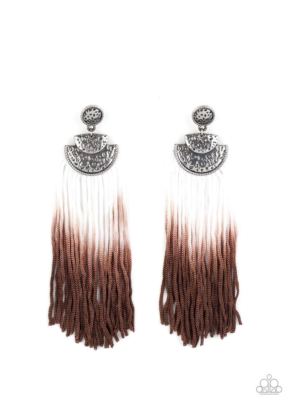 DIP It Up - Brown Fringe Earrings - Paparazzi Accessories - GlaMarous Titi Jewels