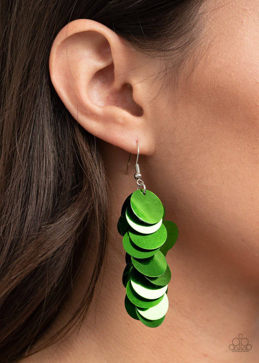 Now You SEQUIN It - Green Sequin Earrings - Paparazzi Accessories - GlaMarous Titi Jewels