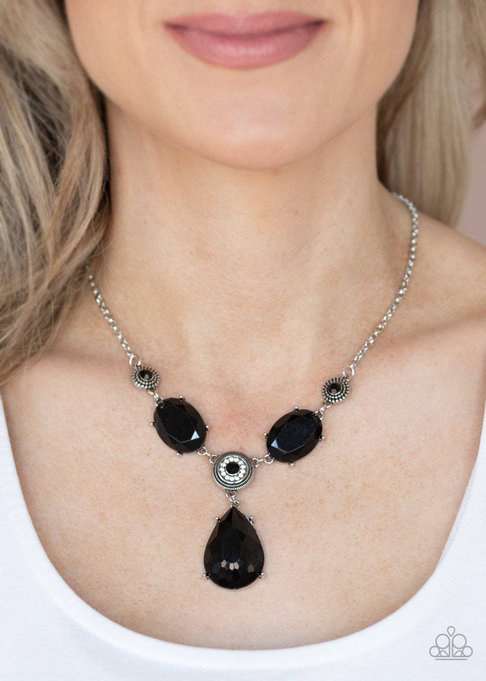 Heirloom Hideaway - Black and White Rhinestone Necklace - Paparazzi Accessories - GlaMarous Titi Jewels