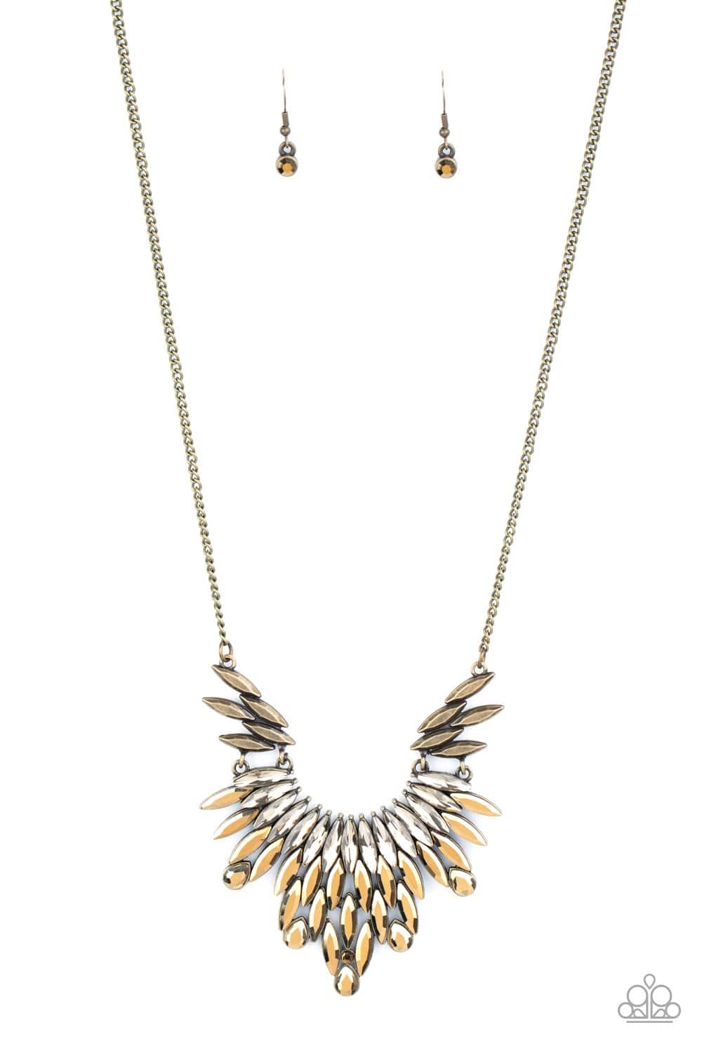 Leave it to LUXE - Brass Rhinestone Necklace - Paparazzi Accessories - GlaMarous Titi Jewels