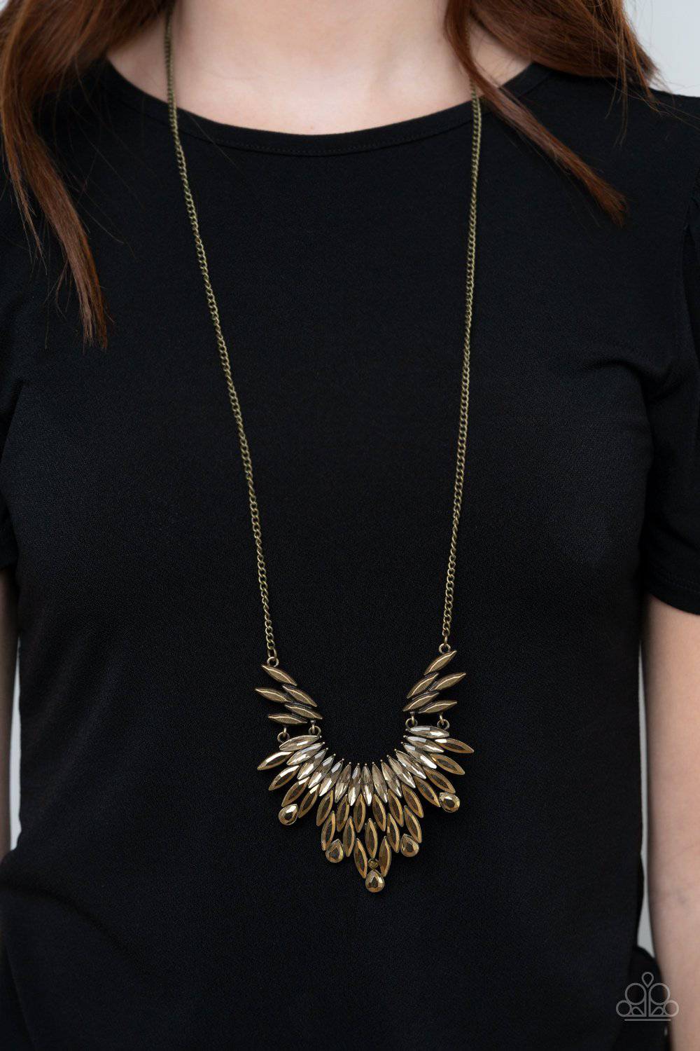 Leave it to LUXE - Brass Rhinestone Necklace - Paparazzi Accessories - GlaMarous Titi Jewels