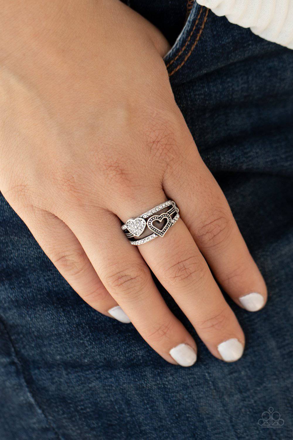 You Make My Heart BLING - White Rhinestone Ring - Paparazzi Accessories - GlaMarous Titi Jewels