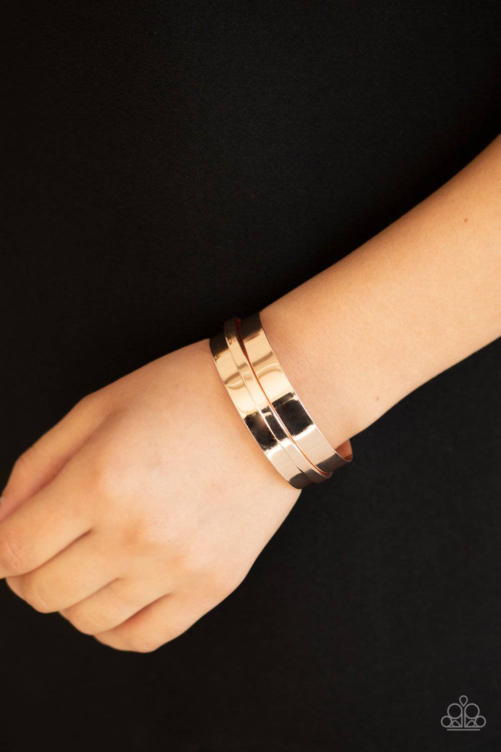 A HAUTE Number - Rose Gold Cuff Bracelet - Paparazzi Accessories - GlaMarous Titi Jewels
