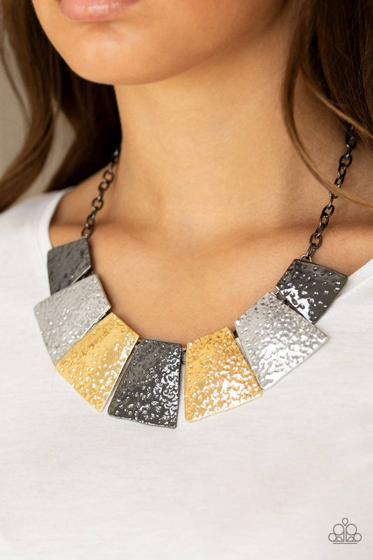 Here Comes The Huntress - Multi Flared Necklace - Paparazzi Accessories - GlaMarous Titi Jewels