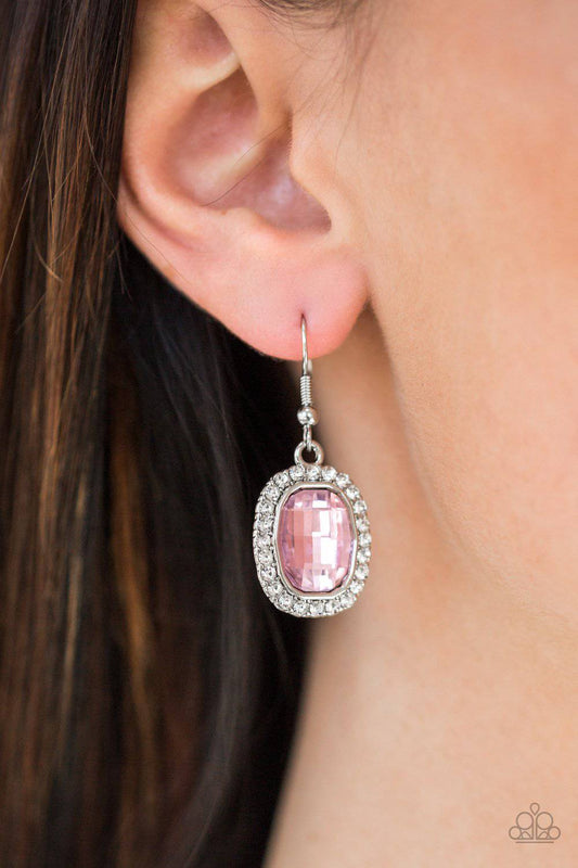 The Modern Monroe - Pink and Rhinestone Earrings - Paparazzi Accessories - GlaMarous Titi Jewels