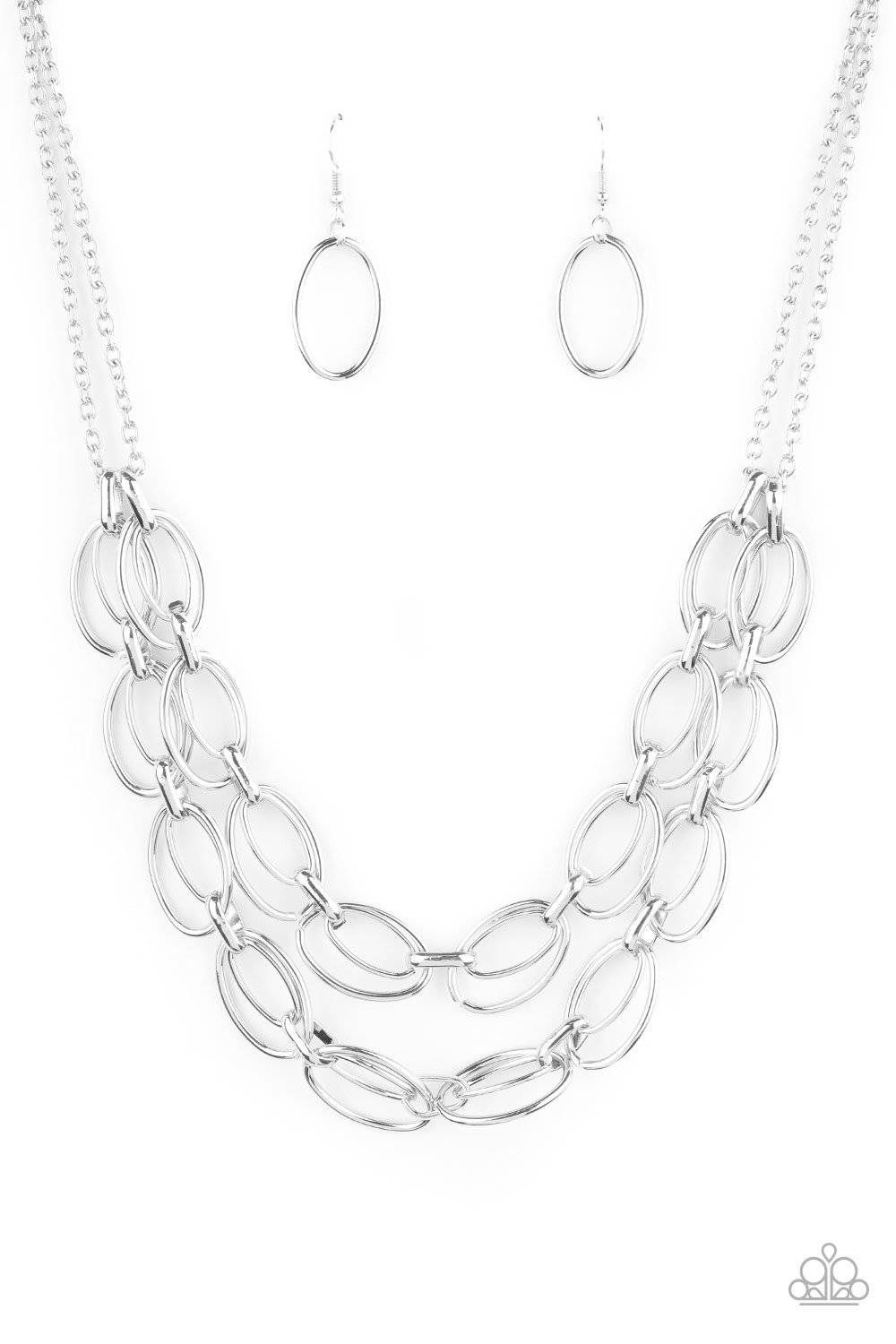 Status Quo - Silver Oval Links Necklace - Paparazzi Accessories - GlaMarous Titi Jewels