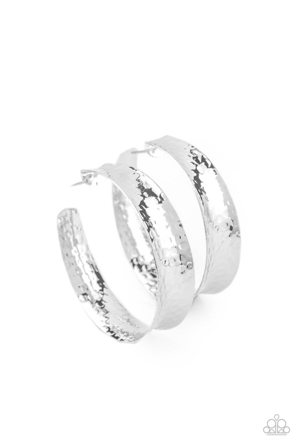 Fearlessly Flared - Silver Hoop Earrings - Paparazzi Accessories - GlaMarous Titi Jewels