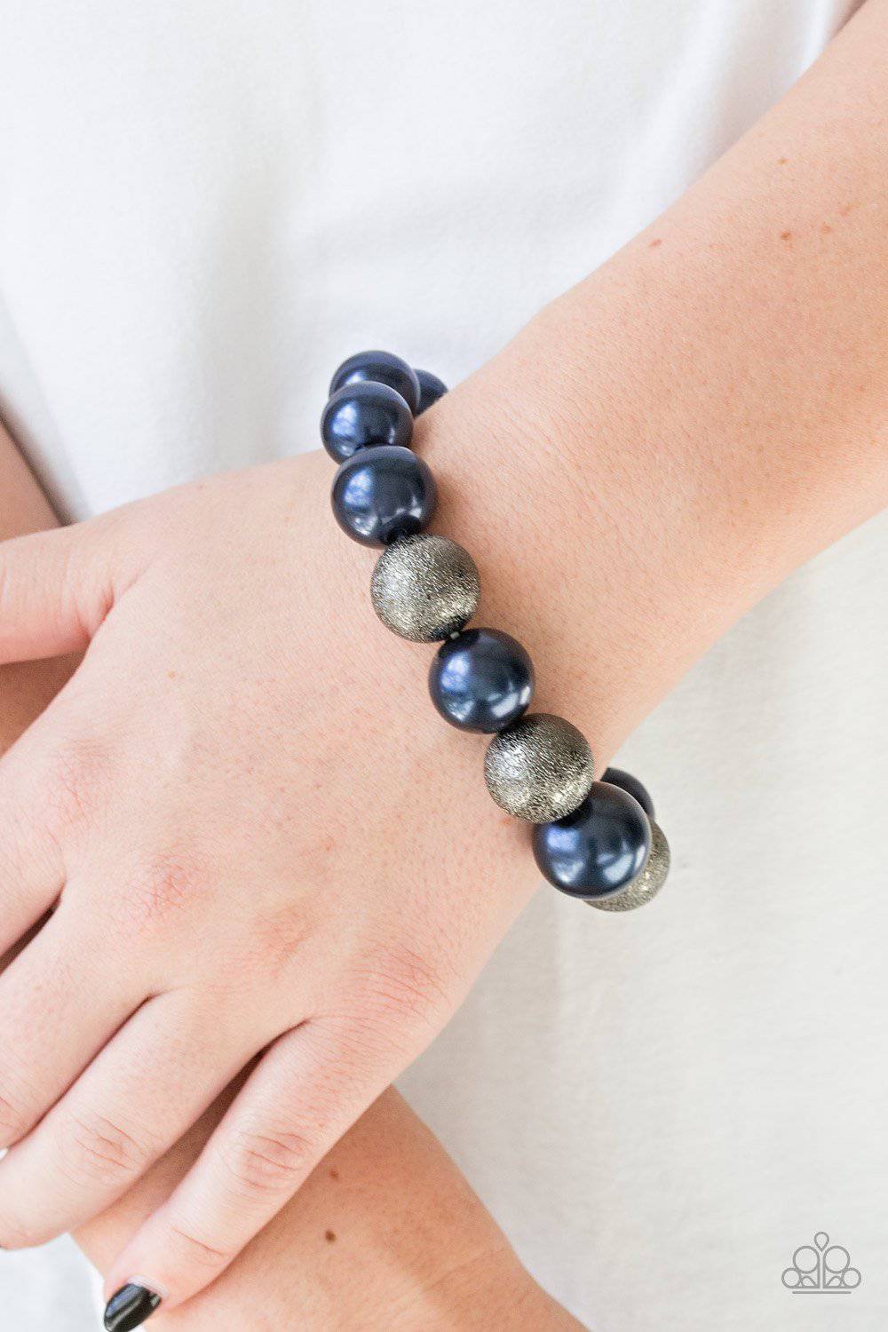 Humble Hustle - Blue Pearly Bead Stretchy Bracelet - Paparazzi Accessories - GlaMarous Titi Jewels