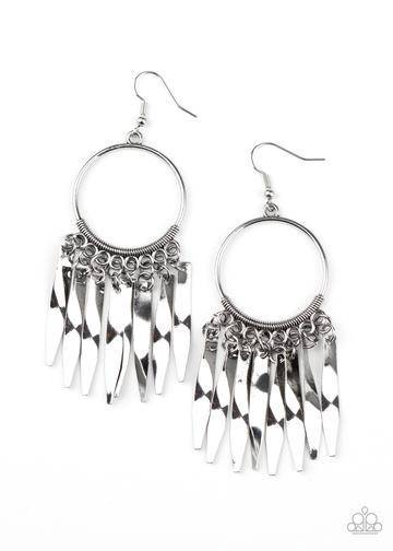 Let GRIT Be - Silver Plates Fringe Earrings - Paparazzi Accessories - GlaMarous Titi Jewels