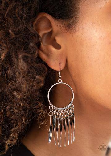 Let GRIT Be - Silver Plates Fringe Earrings - Paparazzi Accessories - GlaMarous Titi Jewels