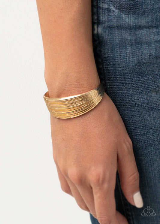 Off The Cuff Couture - Gold Cuff Bracelet - Paparazzi Accessories - GlaMarous Titi Jewels