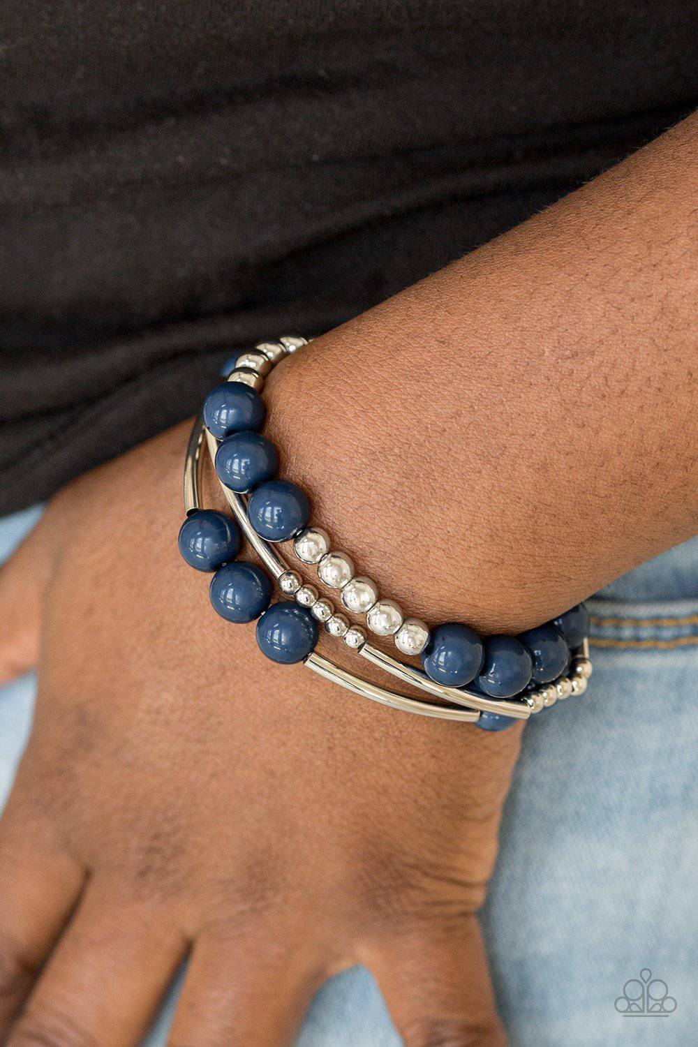 New Adventures - Blue Layered Bracelet - Paparazzi Accessories - GlaMarous Titi Jewels