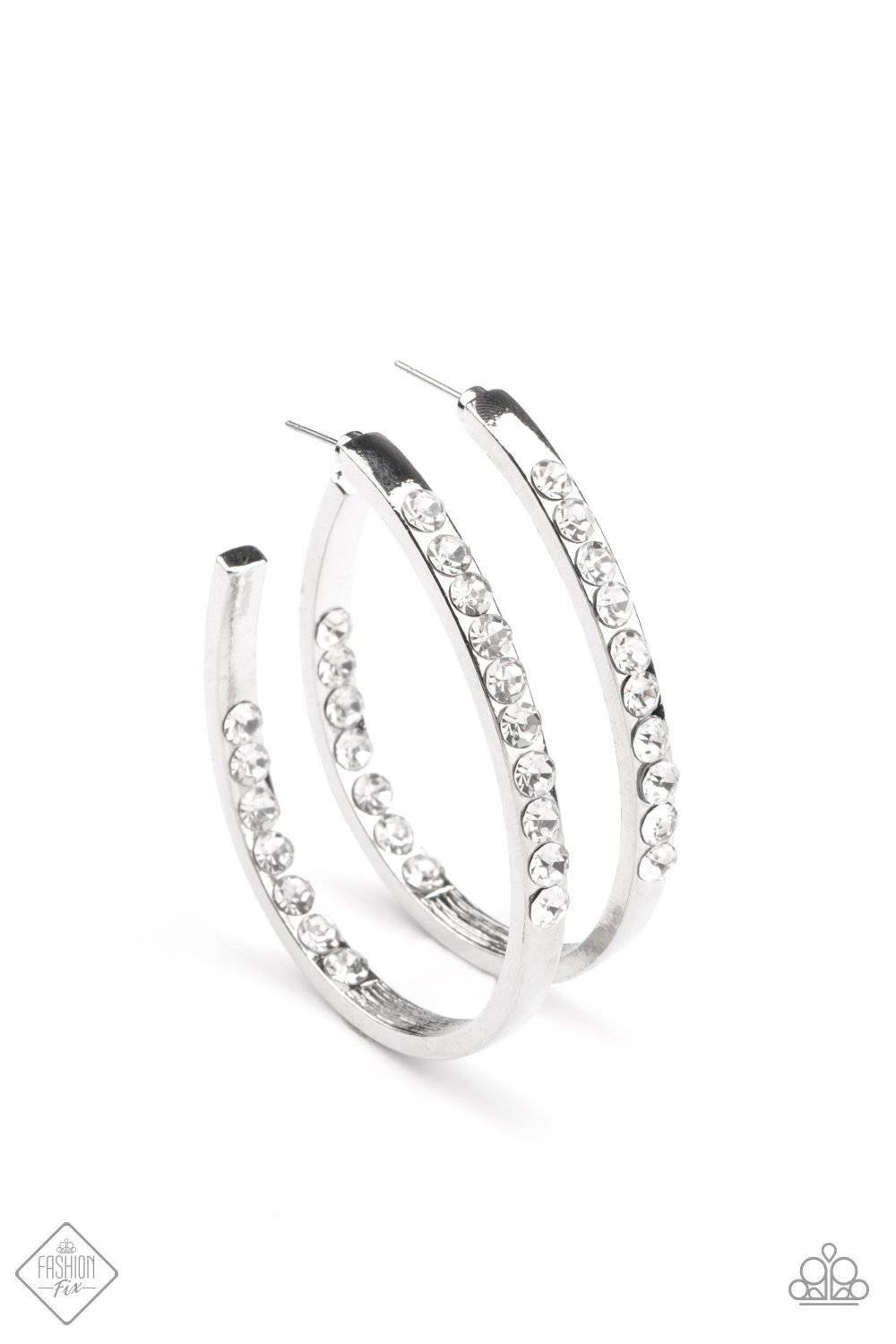Borderline Brilliance - White Rhinestone Earrings - Paparazzi Accessories - GlaMarous Titi Jewels