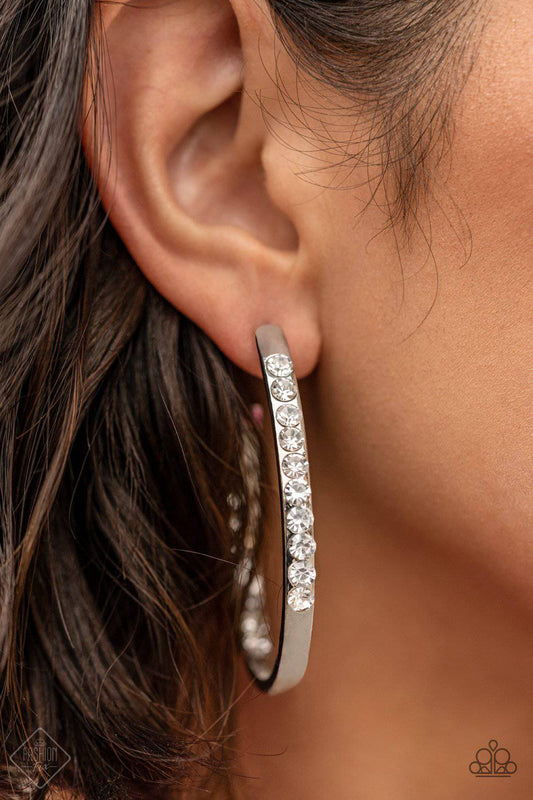 Borderline Brilliance - White Rhinestone Earrings - Paparazzi Accessories - GlaMarous Titi Jewels