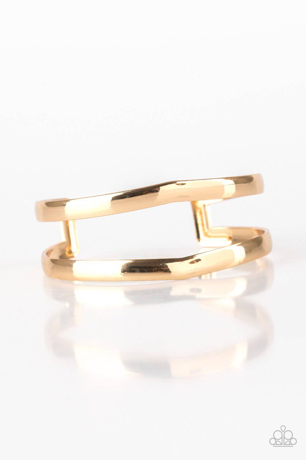 Palm Trees and Pyramids - Gold Cuff Bracelet - Paparazzi Accessories - GlaMarous Titi Jewels