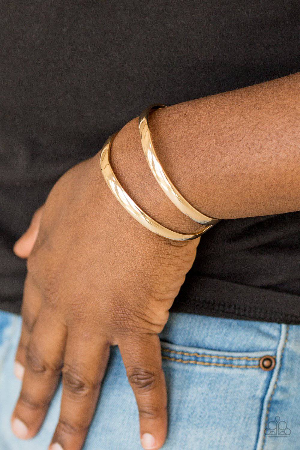 Palm Trees and Pyramids - Gold Cuff Bracelet - Paparazzi Accessories - GlaMarous Titi Jewels