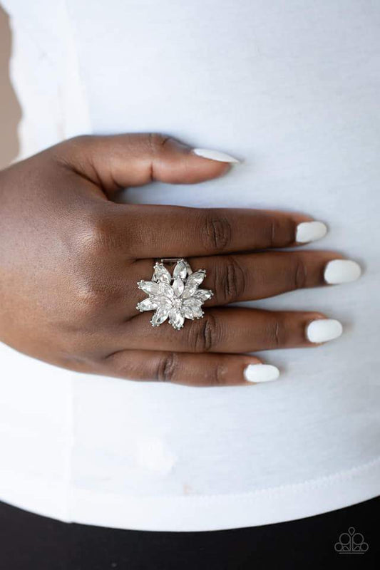 Am I GLEAM-ing? White Rhinestone Ring - February 2021 Life of the Party - Paparazzi Accessories - GlaMarous Titi Jewels