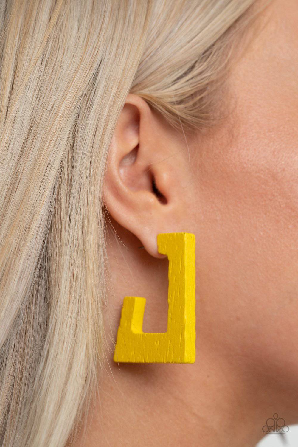 The Girl Next OUTDOOR - Yellow Wooden Earrings - Paparazzi Accessories - GlaMarous Titi Jewels