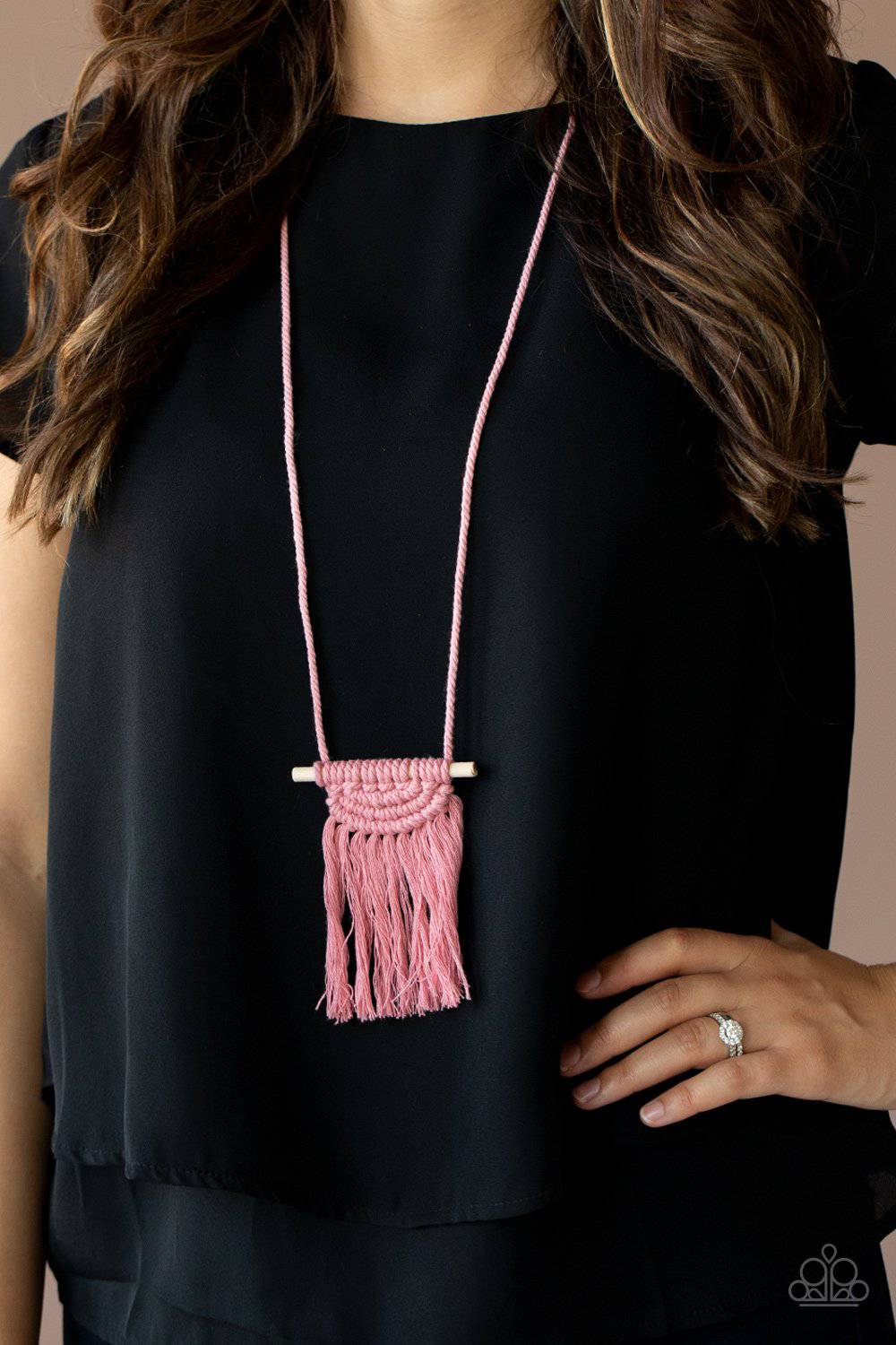 Between You and MACRAME - Pink Necklace - Paparazzi Accessories - GlaMarous Titi Jewels
