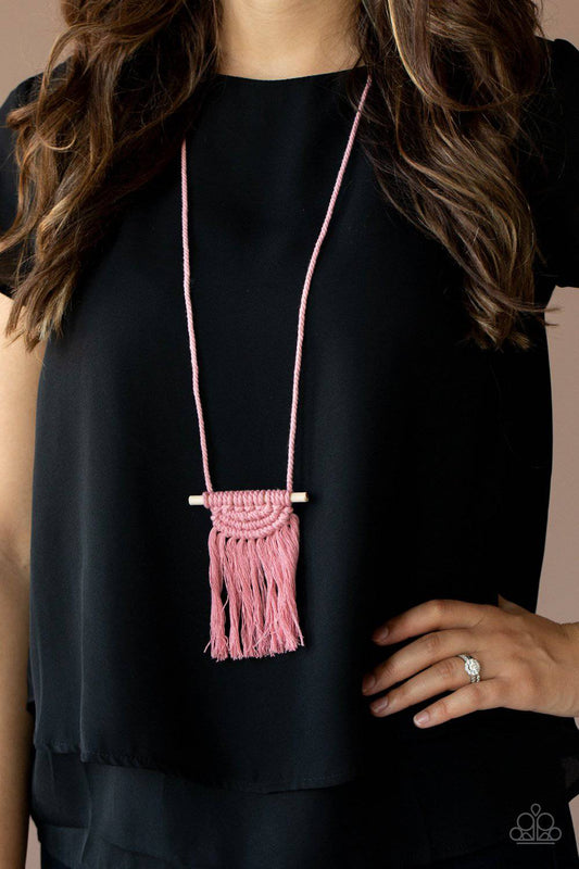 Between You and MACRAME - Pink Necklace - Paparazzi Accessories - GlaMarous Titi Jewels
