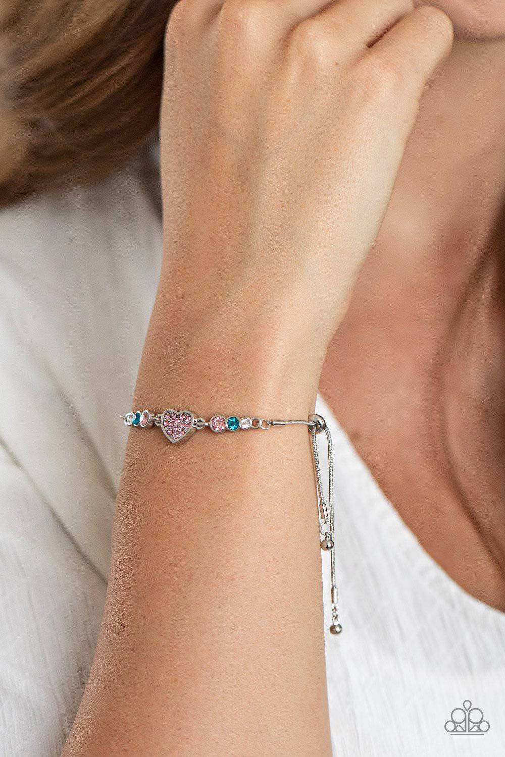 Big-Hearted Beam - Multi Rhinestone Bracelet - Paparazzi Accessories - GlaMarous Titi Jewels